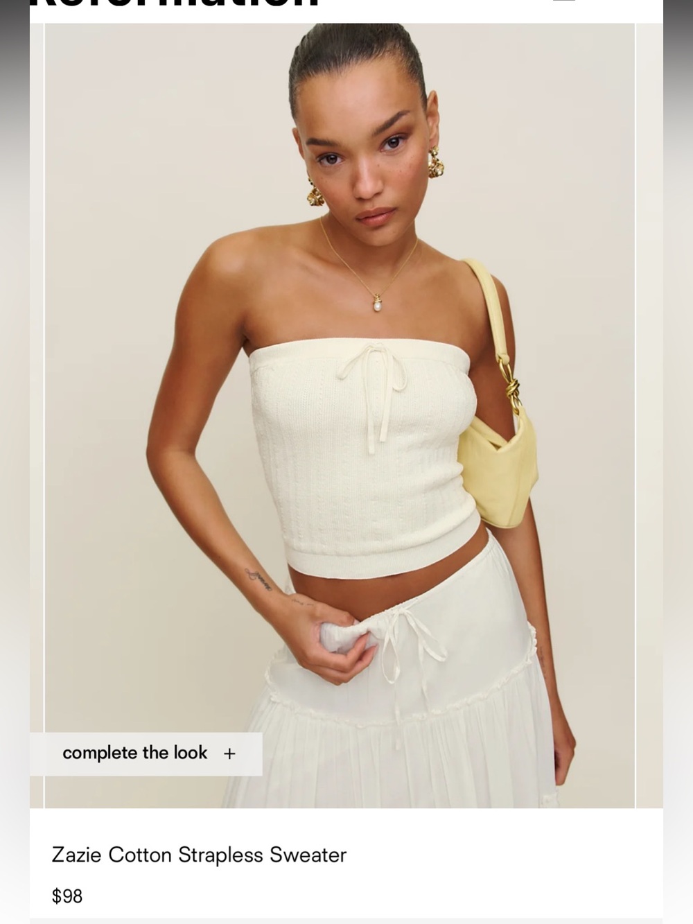 Reformation Zazie Cotton Strapless Sweater - Picture 3 of 9
